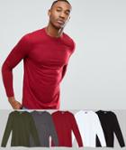 Asos 5 Pack Long Sleeve Crew Neck T-shirt Save - Multi