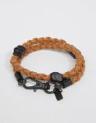 Icon Brand Plaited Wrap Bracelet In Brown - Brown