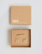 Asos Tie Bar And Square Cufflink Set - Gold