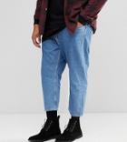 Only & Sons Plus Cropped Balloon Fit Jeans - Blue