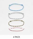 Asos Design 4 Pack Skinny 2mm Cord Bracelet Set In Multi Color