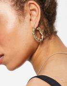 Asos Design Hoop Earrings In Twist Design In Gold Tone