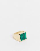 Whistles Square Stone Signet Ring In Gold