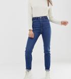 Asos Design Tall Recycled Farleigh High Waist Slim Mom Jeans In Dark Wash - Blue