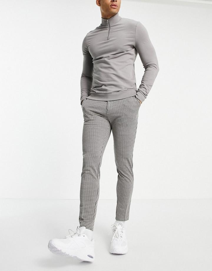 Mauvais Plaid Pants With Half Belt In Beige-neutral