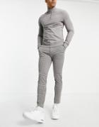 Mauvais Plaid Pants With Half Belt In Beige-neutral