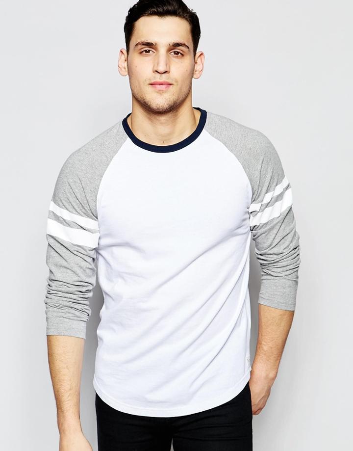 Edwin Long Sleeve Top Huey Raglan Stripe Contrast Sleeve