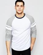 Edwin Long Sleeve Top Huey Raglan Stripe Contrast Sleeve