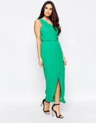 Vlabel Herne One Shoulder Dress With Split - Green
