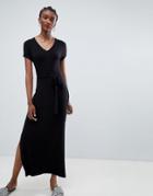 New Look Plain V Neck T-shirt Maxi Dress - Black