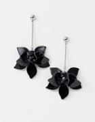 Pieces Darya Floral Drop Earrings - Black