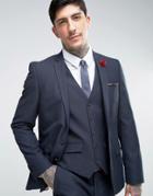 Harry Brown Slim Fit Micro Dot Suit Jacket - Navy