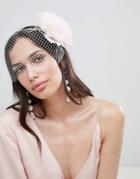 Asos Design Statement Floral And Intricate Veil Headband - Multi