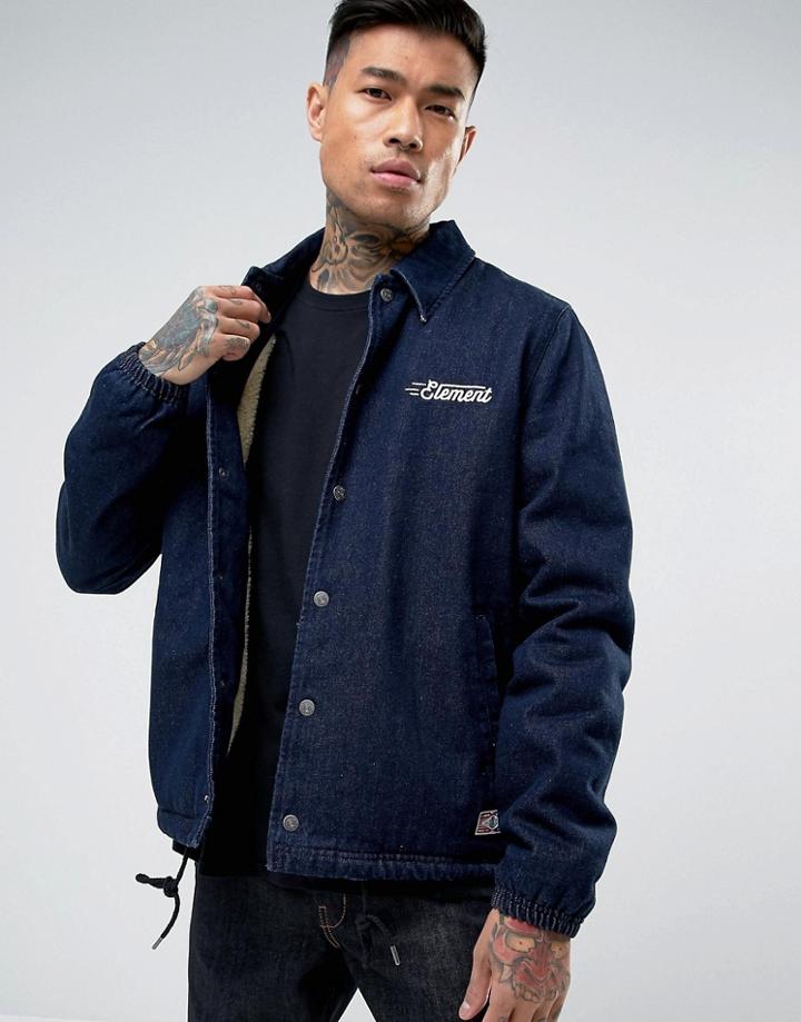 Element Murray Logo Denim Coach Jacket - Navy