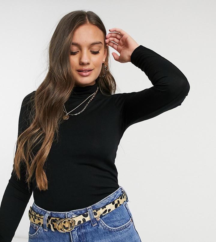 Asos Design Petite Ultimate Turtleneck Long Sleeve Top In Black