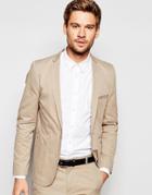 Vito Super Skinny Cotton Suit Jacket - Stone