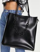 Claudia Canova Shoulder Strap Chain Tote Bag In Black