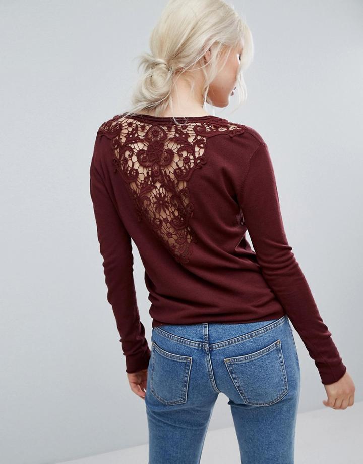Jasmine T-shirt With Button Trim - Red