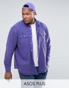 Asos Plus Oversized Vintage Wash Shirt In Purple - Purple