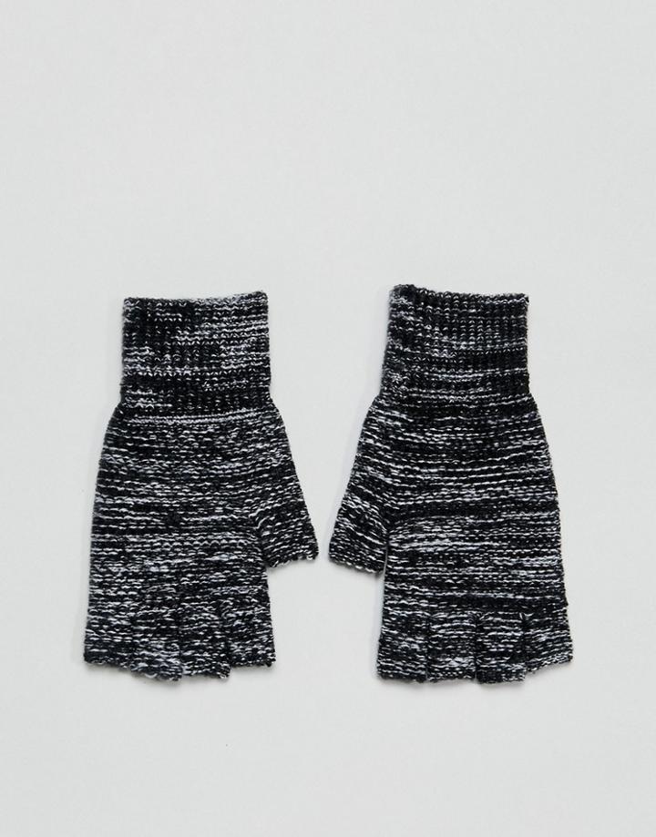 Asos Fingerless Gloves In Black Twist - Black