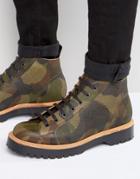 Asos Monkey Boot In Camo Leather Made In England - Black