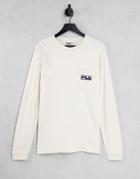 Fila Long Sleeve Top With Logo In Ecru-white