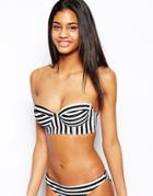 Asos Fuller Bust Mix & Match Stripe Longline Bikini Top Dd-g - Multi