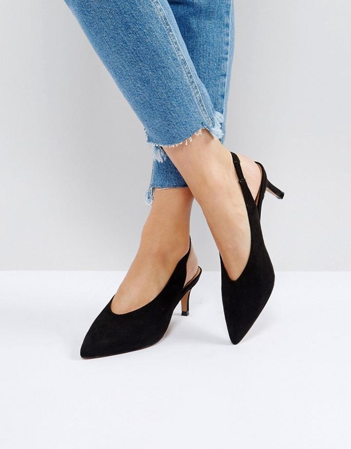 Asos Swift Slingback Kitten Heels - Black