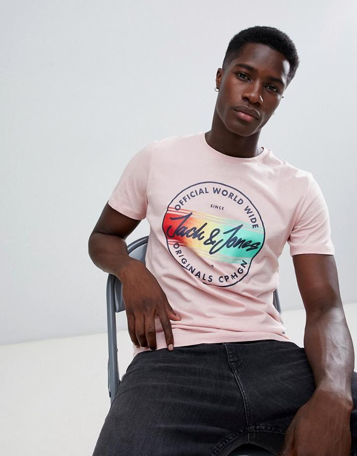 Jack And Jones Originals Logo T-shirt - Pink