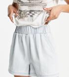 Topshop Petite Pull-on Recycled Cotton Blend Shorts In Bleach-blue