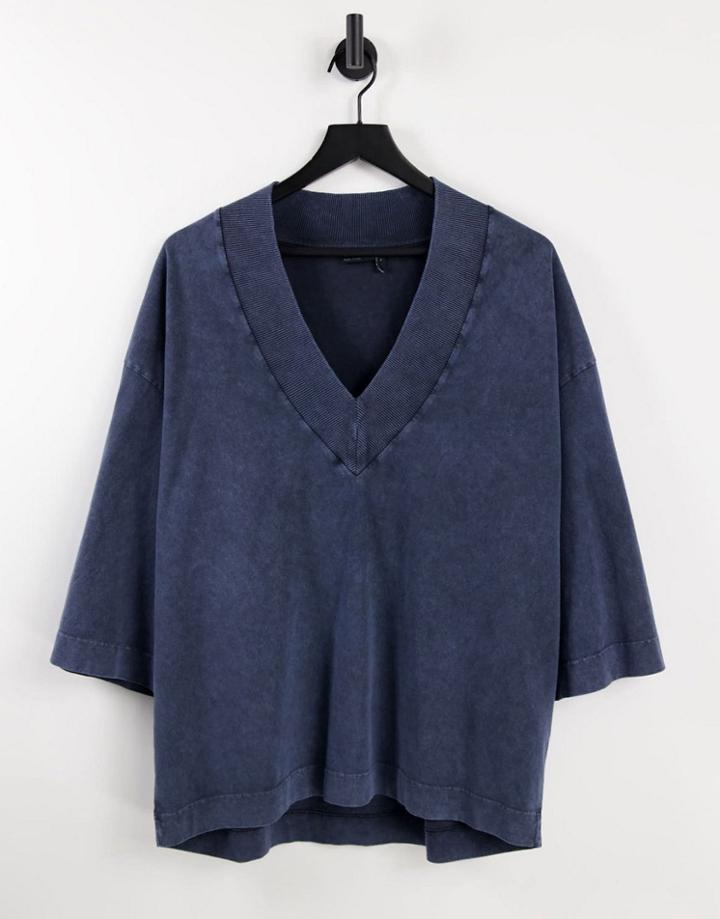Asos Design Oversized Heavyweight T-shirt In Blue Acid Wash-multi