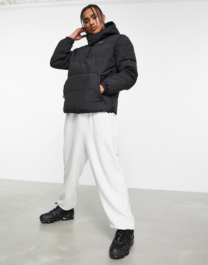 Pull & Bear Puffer Jacket With Hood In Black