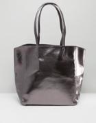 Asos Metallic Tote Shopper Bag - Gray