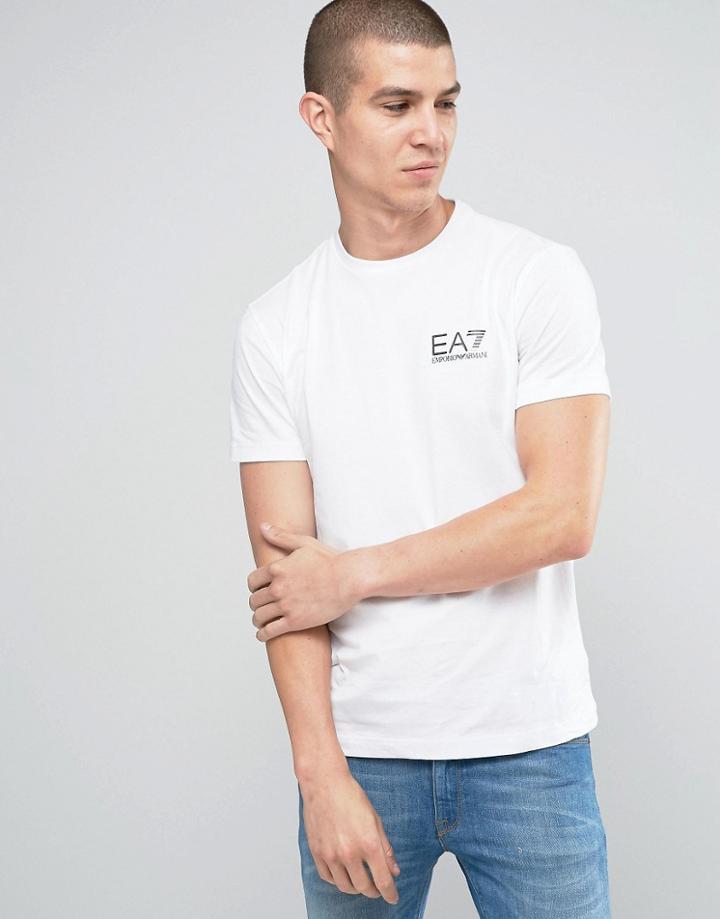 Emporio Armani Ea7 T-shirt With Chest Logo In White - White