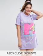 Asos Curve Retro Mtv Sleep Tee - Purple