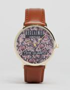 Reclaimed Vintage Paisley Leather Watch In Brown - Brown