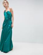 Little Mistress One Shoulder Maxi Dress With Ruched Detail-blue