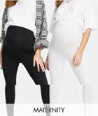 River Island Maternity 2 Pack High Waisted Leggings In Black And Gray