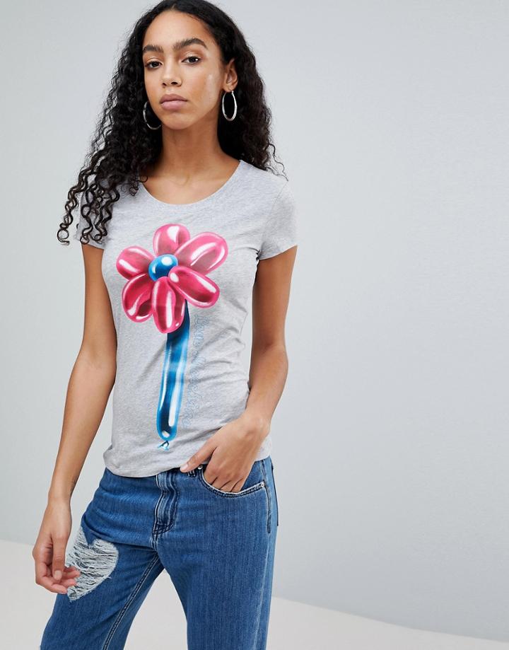 Love Moschino Balloon Flower Print T-shirt - Gray