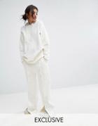 Bones Wide Leg Joggers With Popper Front - White