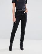 Cheap Monday High Rise Mom Jean In Washed Black - Black