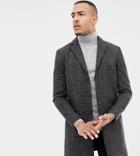 Selected Homme Recycled Wool Overcoat With Gray Black Check