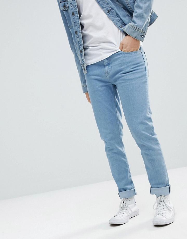 Asos Skinny Jeans In Flat Light Wash - Blue
