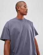 Asos Design Heavyweight Oversized T-shirt With Raw Edge In Grey - Gray