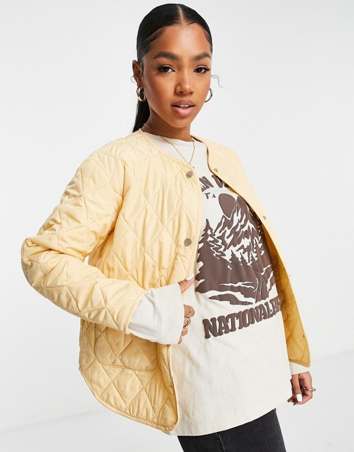 Miss Selfridge Lightweight Quilted Liner Jacket In Buttermilk-pink