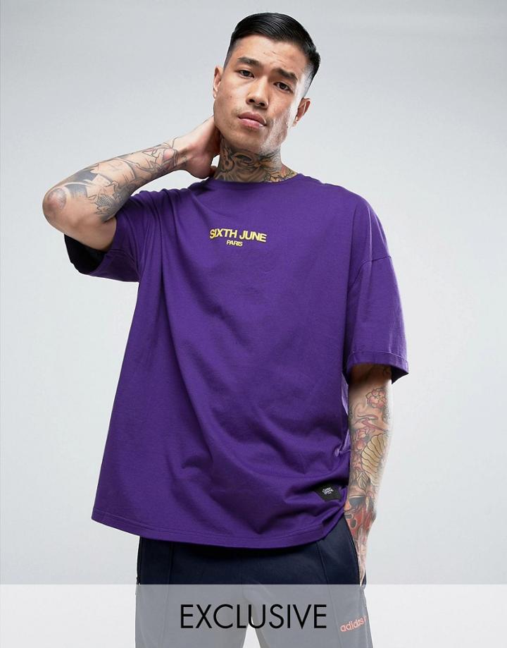 Sixth June Oversized T-shirt In Purple With Small Logo - Purple
