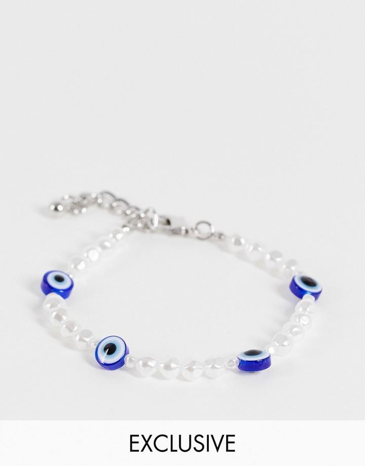 Reclaimed Vintage Inspired 90's Bracelets In Faux Pearl And Silver Chain 2 Pack