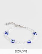 Reclaimed Vintage Inspired 90's Bracelets In Faux Pearl And Silver Chain 2 Pack