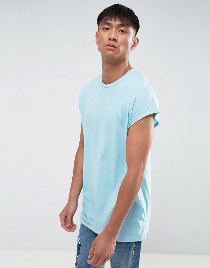 Asos Oversized Sleeveless T-shirt In Blue - Green