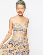 Asos Pretty Lace Bandeau Top Co-ord - Multi